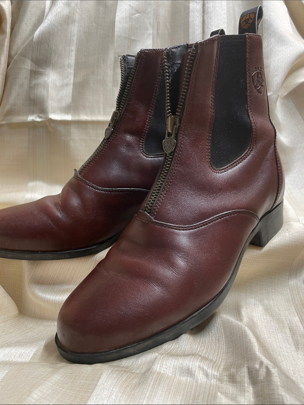 Ariat Woman’s Burgundy Leather Front-Zip Riding Boots